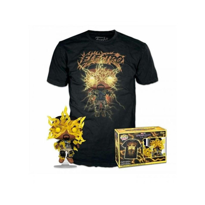 Funko Pop! & Tee (Adult): Marvel Spider-Man No Way Home S3 - Electro (Glows in the Dark) Vinyl Figure & T-Shirt (XL)-0