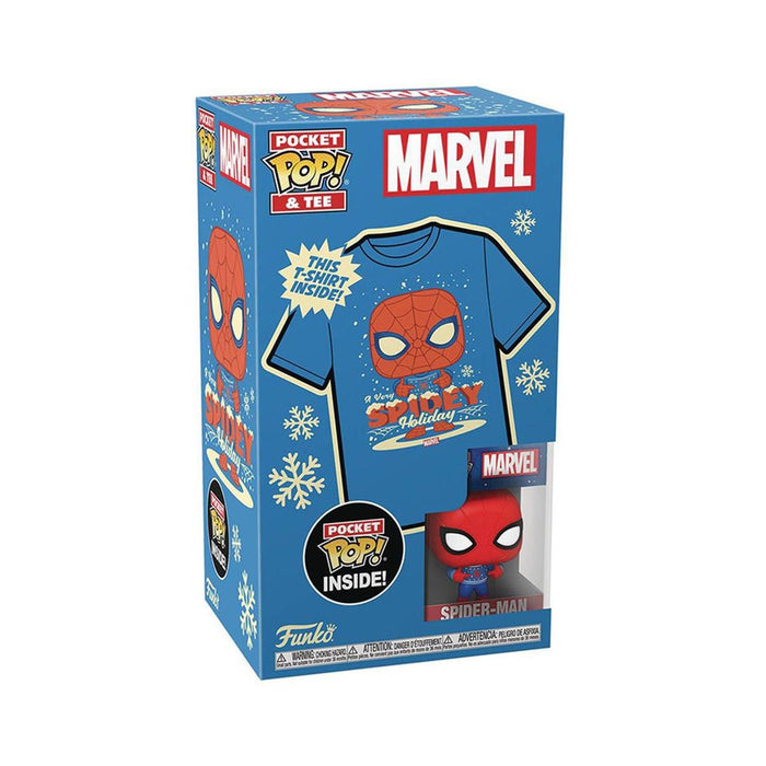 Funko Pocket Pop! & Tee (Child): Marvel - Holiday Spiderman Vinyl Figure & T-Shirt (S)-0
