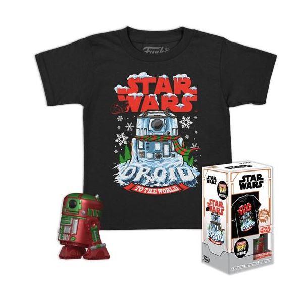 Funko Pocket Pop! & Tee (Child) Disney_ Star Wars - Holiday R2-D2 (Metallic) Vinyl Figure & T-Shirt (S)-0