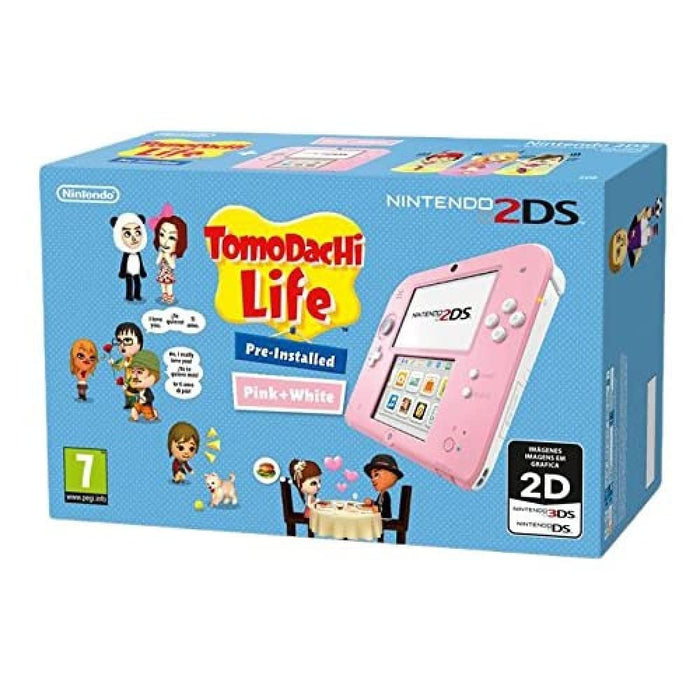 Nintendo 2ds Pink+Weiße Konsole (verwendet) - Tomodachi Life Bündel (Neustart)