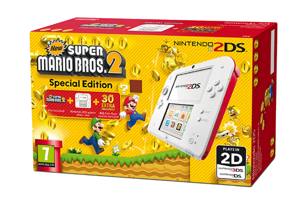 Nintendo 2DS-Konsole New Super Mario Bros. 2 Bundle -Weiß/Rot- (GEBRAUCHT) - Nintendo 2DS (NEUSTART)