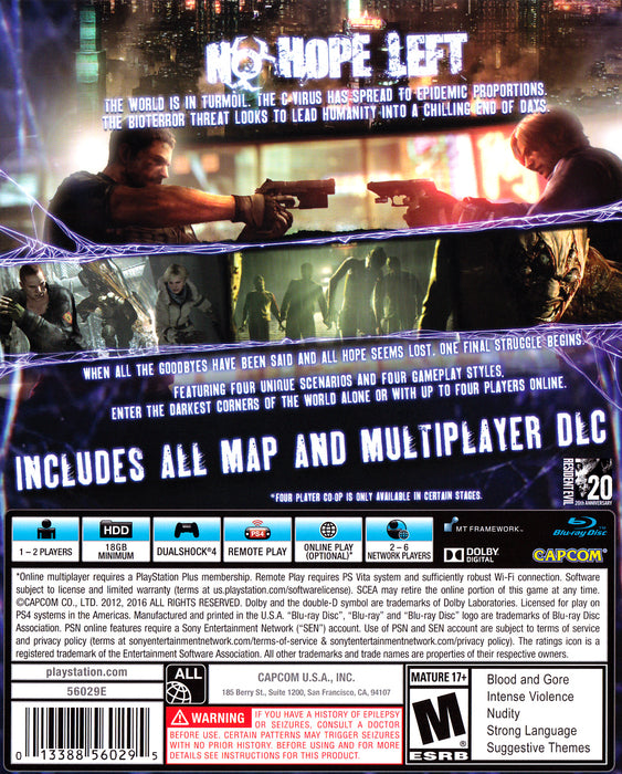 Resident Evil 6 (versione USA) (USATO) - PS4 (RESTART)