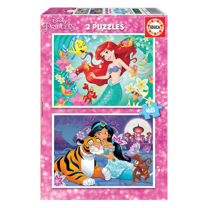 Disney Princess Ariel + Jasmine puzzle 2x48pcs-0
