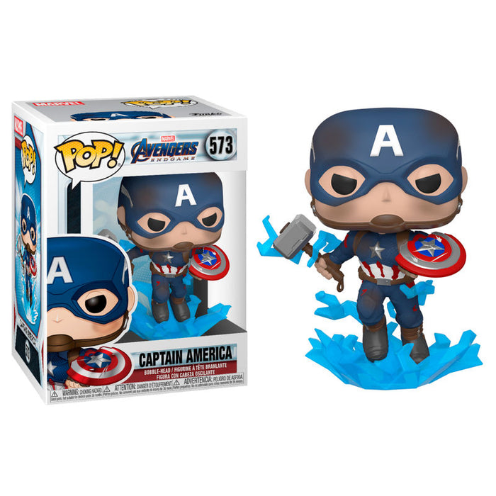 POP figure Marvel Avengers Endgame Captain America with Broken Shield & Mjolnir-0