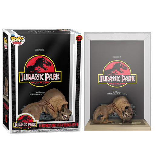 POP figure Movie Poster Jurassic Park Tyrannosaurus Rex and Velociraptor-0