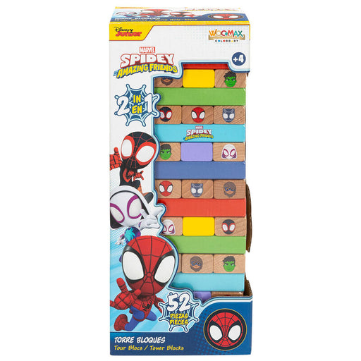 Marvel Spidey blocks tower + domino wooden set-1