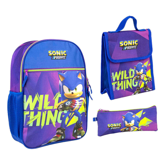 Sonic Prime pencil case + lunch box + backpack 42cm-1