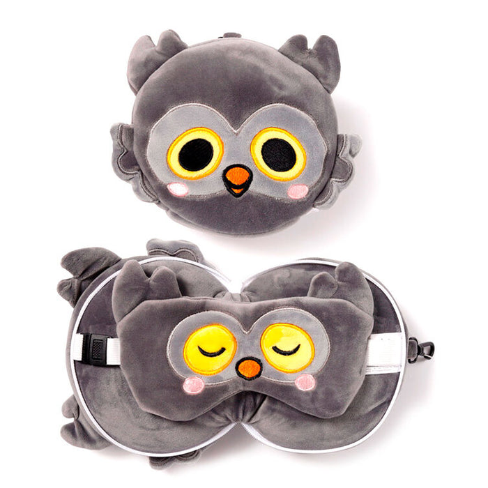 Relaxeazzz Adoramals Winston Owl travel pillow eye mask-0