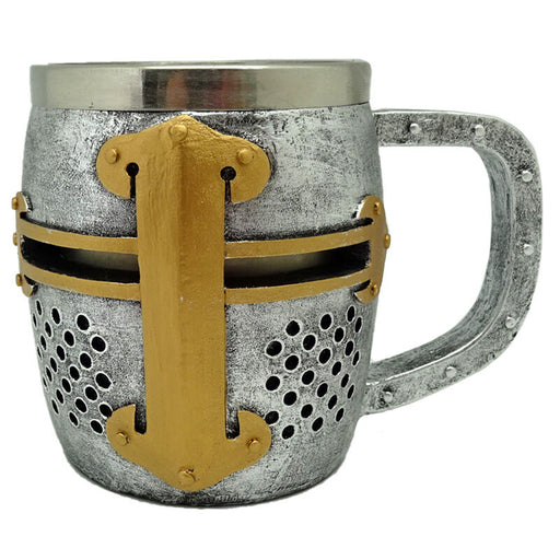 Medieval Knight Silver and Gold Helmet jug-0