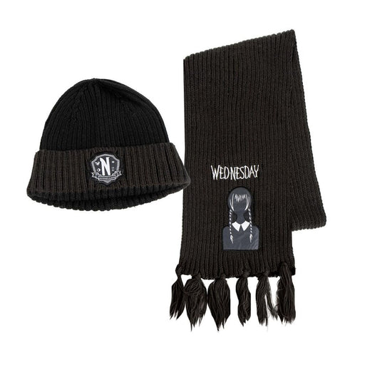 Wednesday beanie + scarf set-0