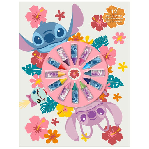 Disney Stitch Notebook + 12 mini crayons-1