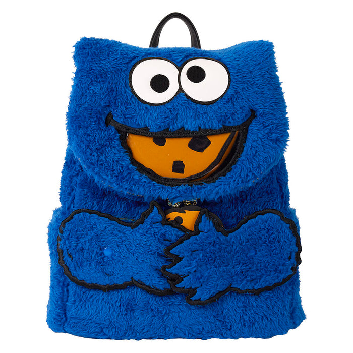 Loungefly Sesame Street Cookie Monster Plush backpack + purse-0