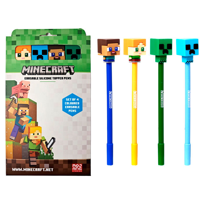 Minecraft set of 4 coloured erasable pens-1