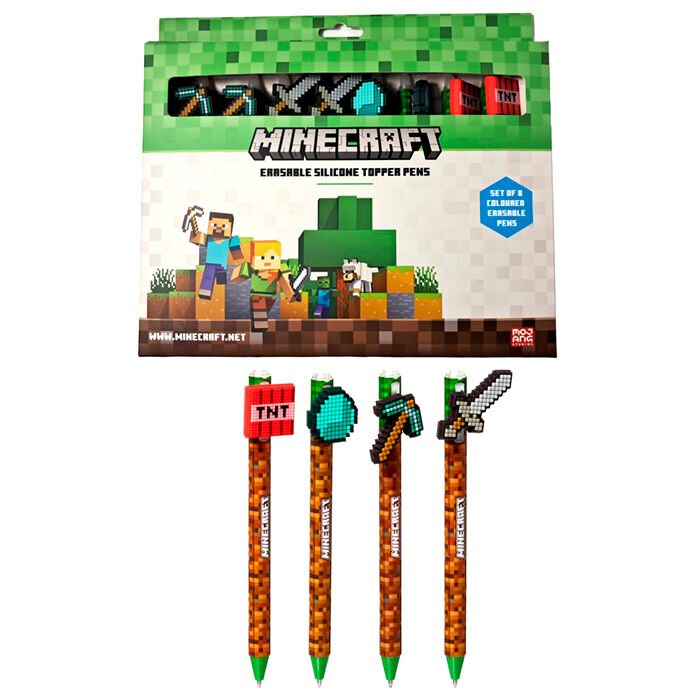 Minecraft set of 8 coloured erasable pens-1