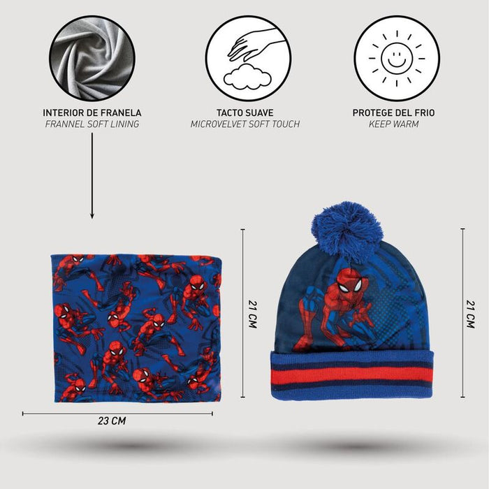 Marvel Spiderman winter set snood hat gloves-5