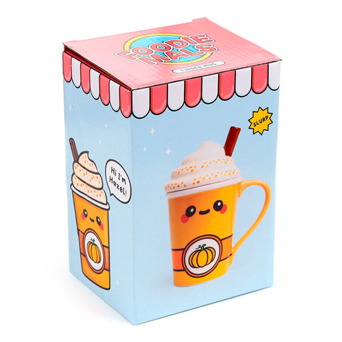 Foodiemals Latte pumpkin mug with lid 325ml-2