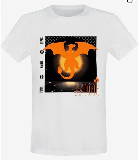 Pokemon Charizard Train Battle Repeat Herren T-Shirt XXL