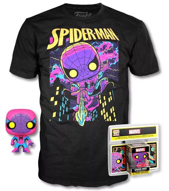 FUNKO TEE+POP POCKET Spider-Man Blacklight L