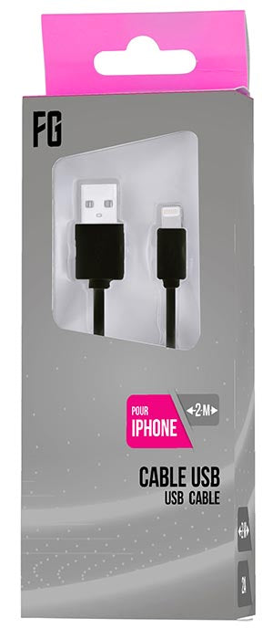 FREAKS Ladekabel für iPhone 5/6/7/8/X 2m Schwarz