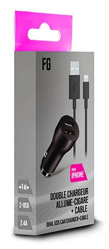 FREAKS Auto-Netzteil 2 USB-Steckplätze + Kabel für iPhone