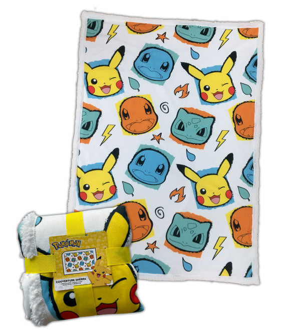 Coperta Sherpa Pokemon Face & Colour