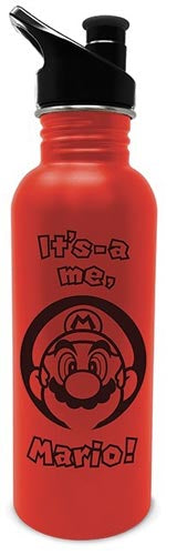 Borraccia Metallica Super Mario It's a Me Tappo Plastica