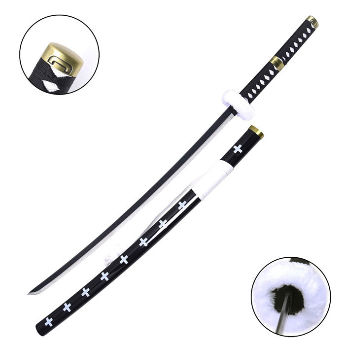 Katana Non Affilata One Piece Kikoku Bianca e Nera