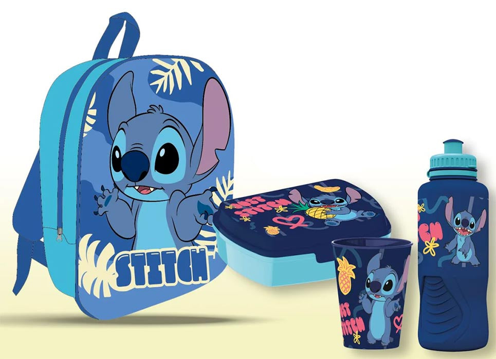 Zaino + Gift Set 3 in 1 Disney Stitch Blu