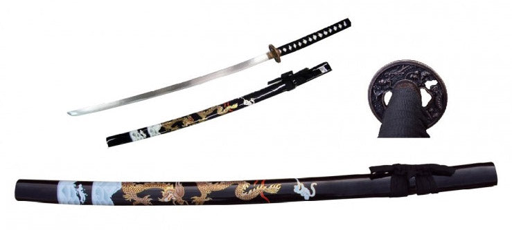 Katana Non Affilata Drago di Lijiang Nera-0