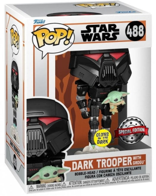 FUNKO POP Star Wars The Mandalorian Trooper w/Child GLOW 488