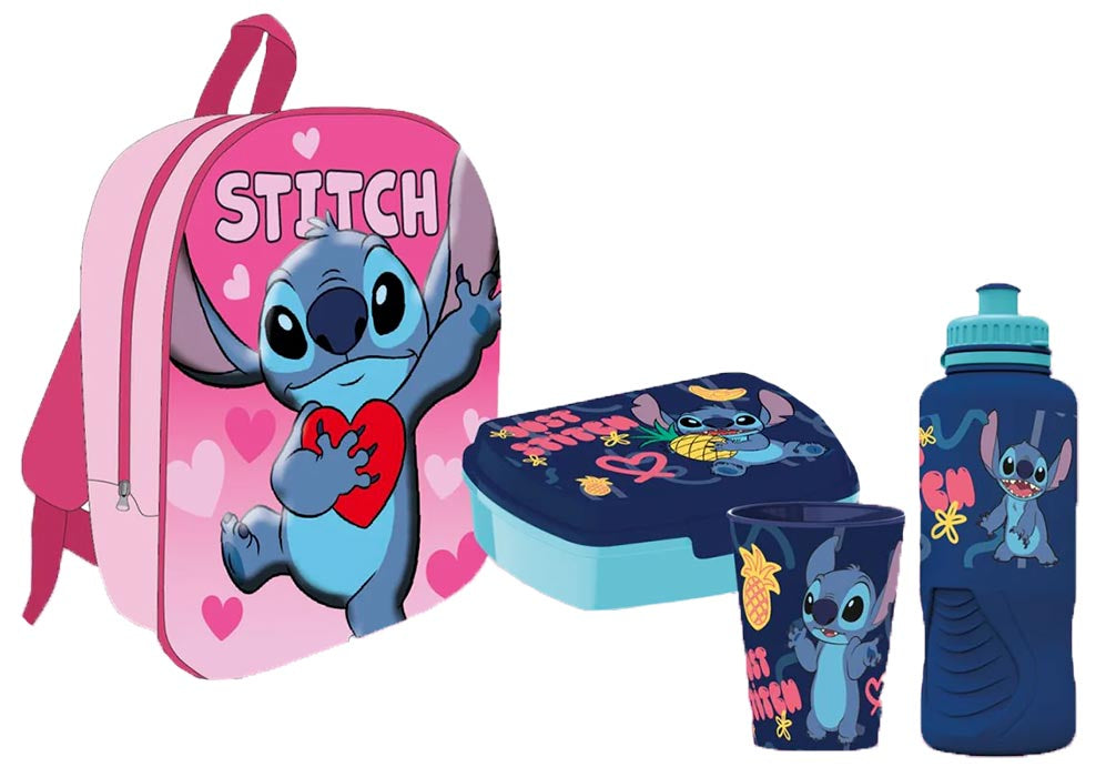 Zaino + Gift Set 3 in 1 Disney Stitch Rosa