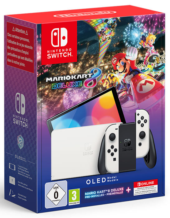 NINTENDO Switch OLED Weiß+Mario Kart 8 Deluxe+12 Monate NSO