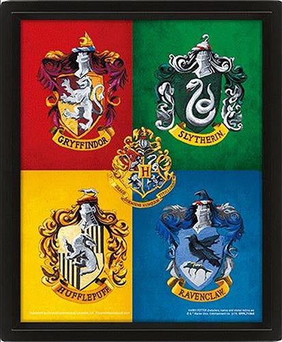 Quadro 3D Harry Potter Colourful Crests