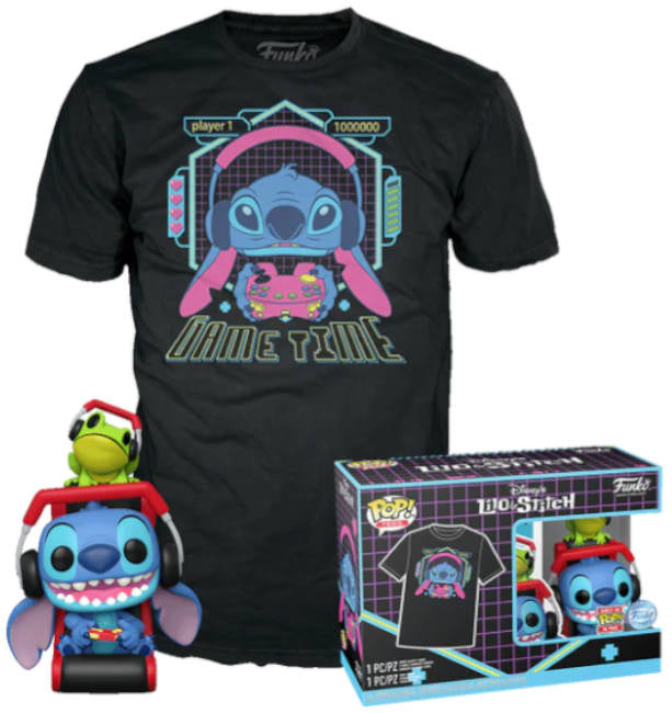 FUNKO TEE+POP Disney Stitch Gamer w/Frog M