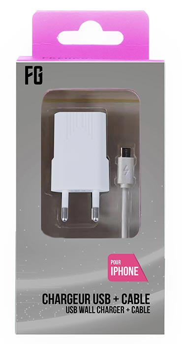 FREAKS AC-Netzteil + Kabel für iPhone 5/6/7/8/X Weiß 1m