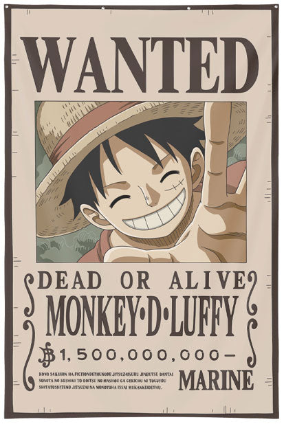 Wall Decor One Piece Monkey D.Luffy Wanted 125x85cm