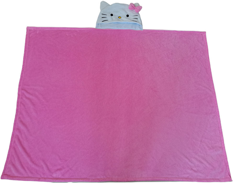 Hello Kitty Fleecedecke mit Kapuze und rosa Schleife