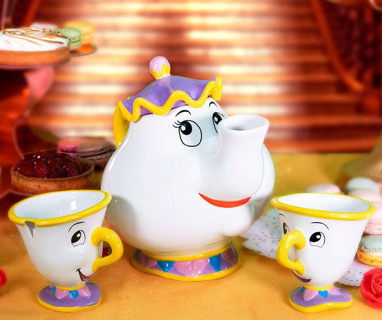 Beauty & Beast Mrs Potts & Chip Teapot + 2 Cups Set