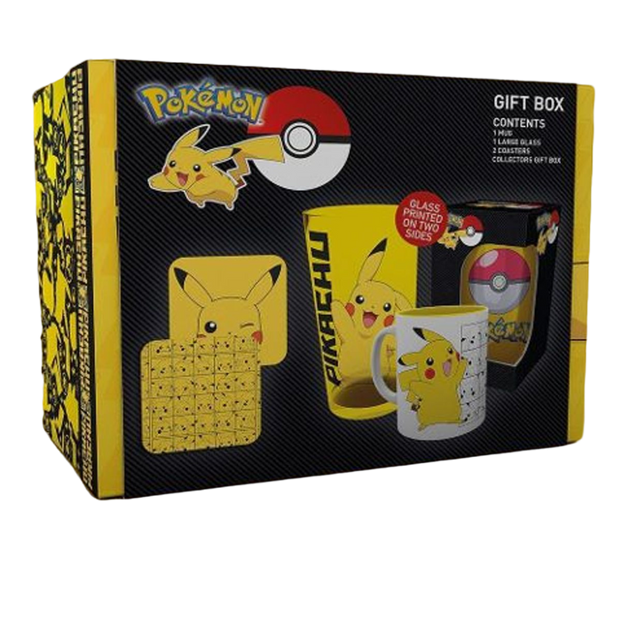 Pokemon Pack : Bicchiere / Tazza / 2 Sottobicchieri Pikachu