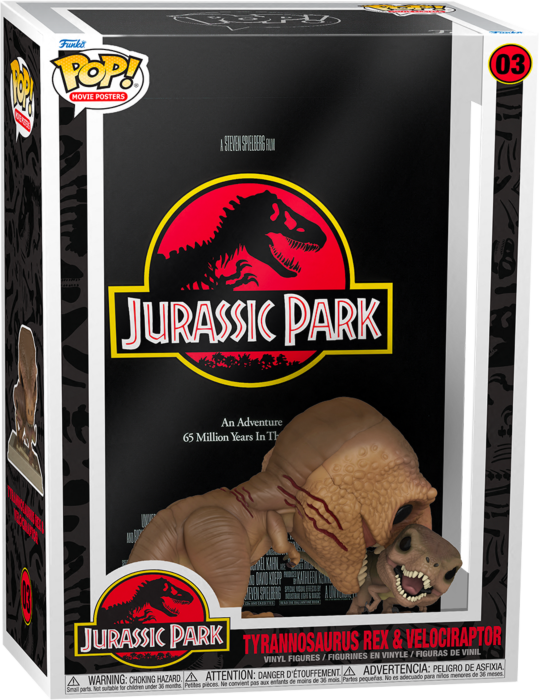 Jurassic Park POP! Movie Poster & Figure Tyrannosaurus Rex & Velociraptor 9 cm