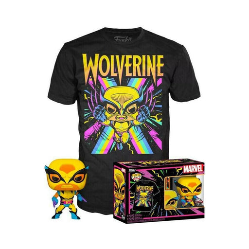 Funko Pop! Tees_ Marvel X-Men Wolverine (Blacklight) (Special Edition) #802 Bobble Head Vinyl Figure &amp; T-Shirt - M-0