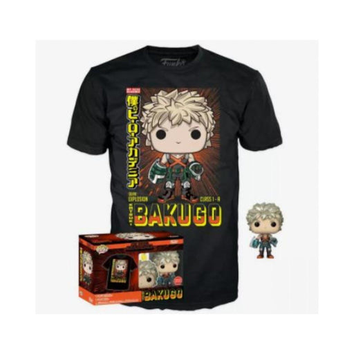 Funko Pop! &amp; Tees (Adult): My Hero Academia - Katsuki Bakugo (Metallic) (Special Edition) Vinyl Figure &amp; T-Shirt (S)-0