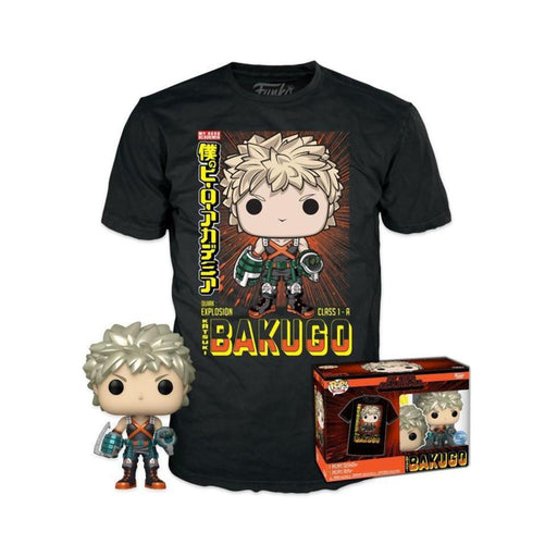 Funko Pop! &amp; Tee (Adult): My Hero Academia - Katsuki Bakugo (Metallic) (Special Edition) Vinyl Figure &amp; T-Shirt (M)-0
