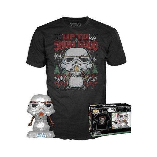 Funko Pop! &amp; Tee (Adult): Disney Star Wars - Holiday Stormtrooper (Metallic) Vinyl Figure &amp; T-Shirt (XL)-0
