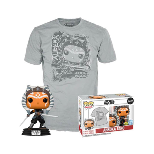 Funko Pop! &amp; Tees (Adult): Disney Star Wars - Ahsoka Tano (Glows in the Dark) Bobble-Head Vinyl Figure &amp; T-Shirt (M)-0