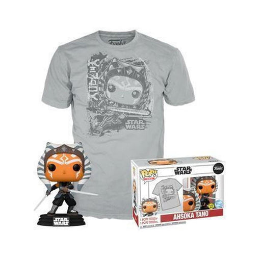 Funko Pop! &amp; Tees (Adult): Disney Star Wars - Ahsoka Tano (Glows in the Dark) Bobble-Head Vinyl Figure &amp; T-Shirt (L)-0