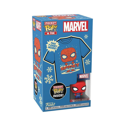 Funko Pocket Pop! &amp; Tee (Child): Marvel - Holiday Spiderman Vinyl Figure &amp; T-Shirt (S)-0
