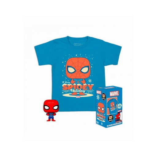 Funko Pocket Pop! &amp; Tee (Child): Marvel - Holiday Spiderman Vinyl Figure &amp; T-Shirt (XL)-0