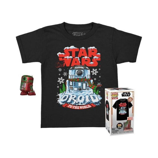 Funko Pocket Pop! &amp; Tee (Child) Disney_ Star Wars - Holiday R2-D2 (Metallic) Vinyl Figure &amp; T-Shirt (L)-0