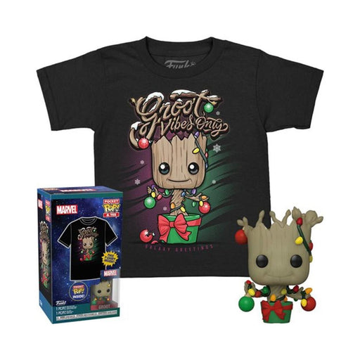 Funko Pocket Pop! &amp; Tee (Child): Guardians of the Galaxy - Holiday Groot Vinyl Figure &amp; T-Shirt (M)-0